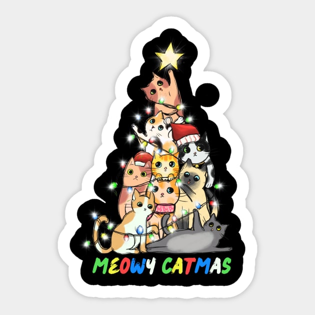 Meowy Catmas Cat Christmas Tree Sticker by The WYLD Tribe